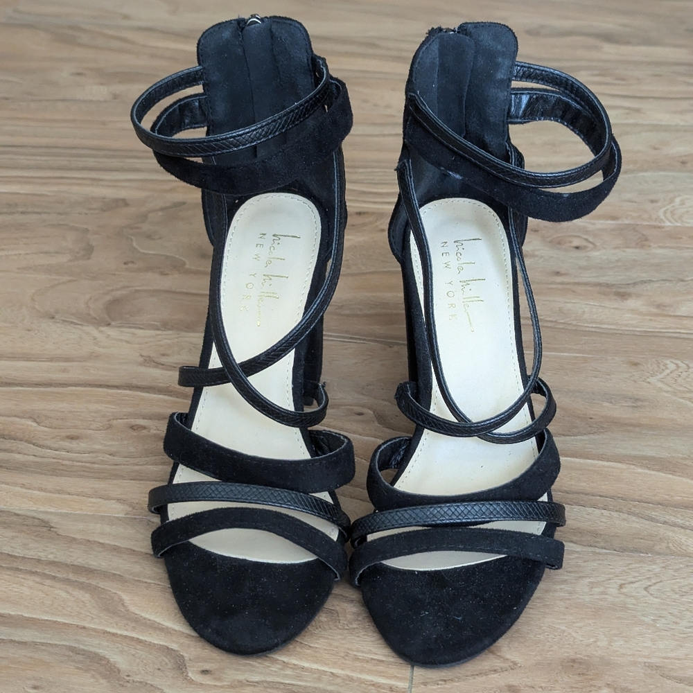 Nicole Miller Black Elegant Strappy Heels